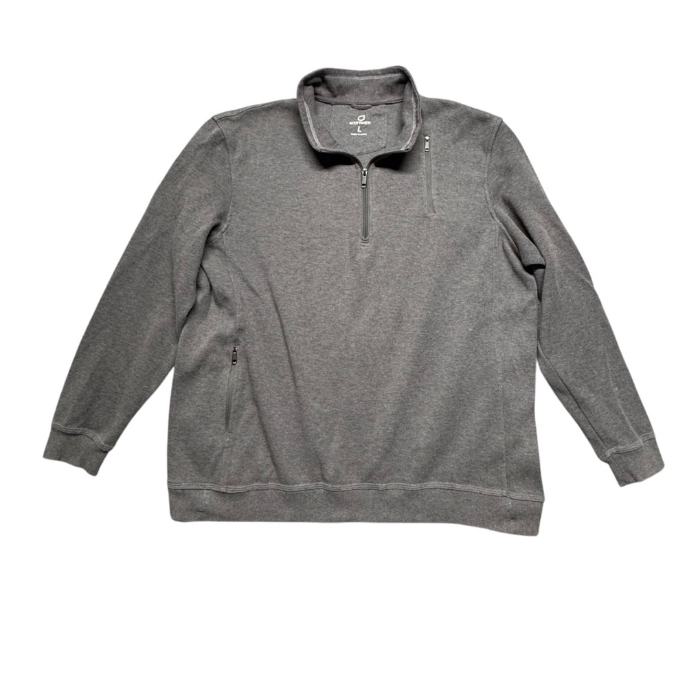 SCOTTeVEST Weekender 1/4 Zip Pullover Shirt Sweater Gray Mens Size‎ Large Travel